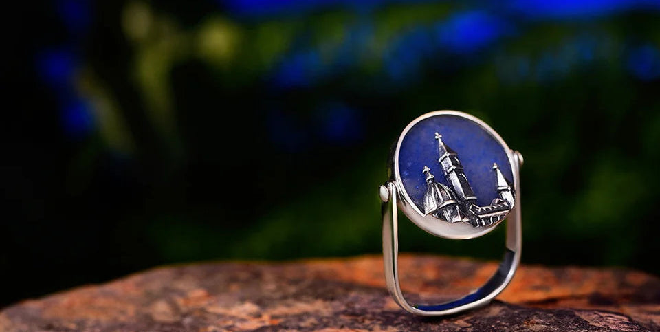 Sterling Silver Aventurine Cathedral Ring