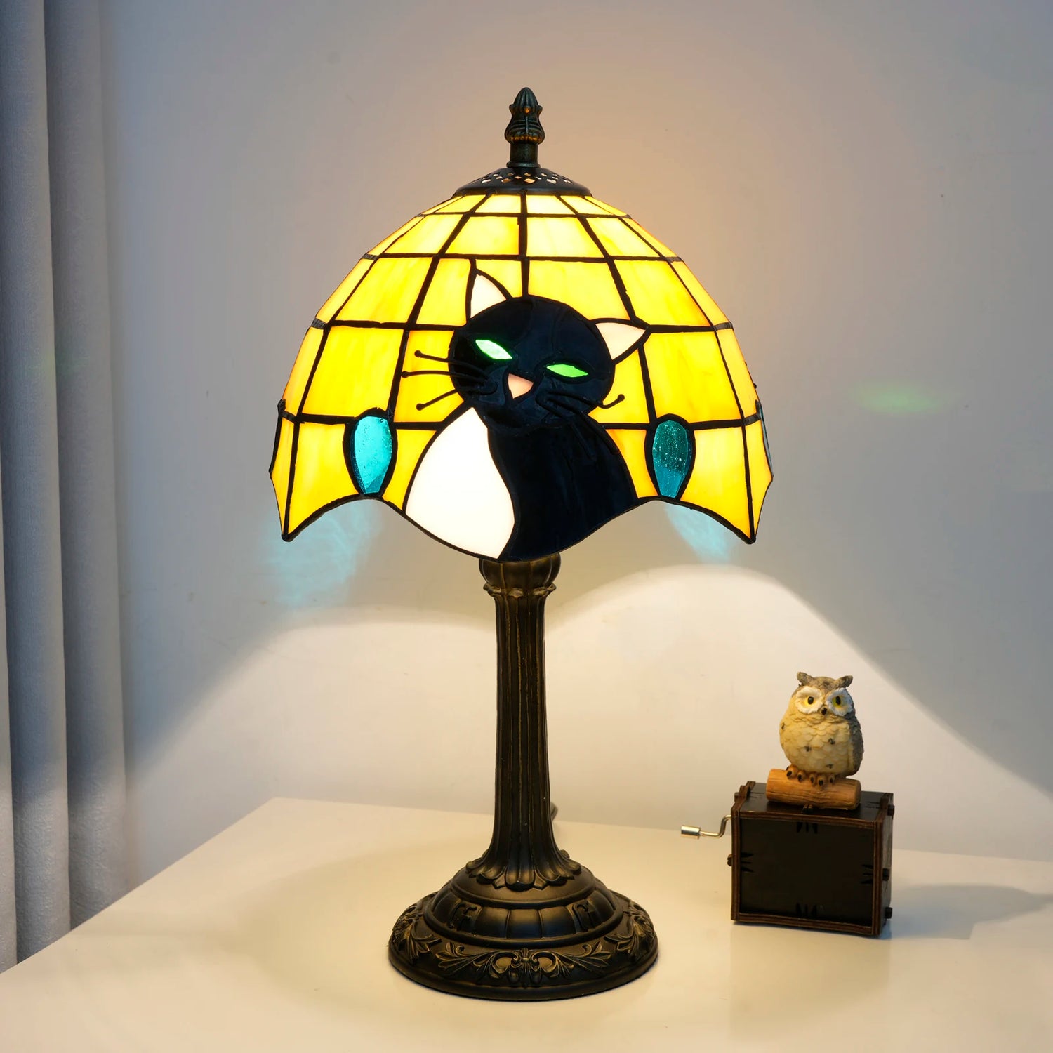 Cat Stained Glass Lamp