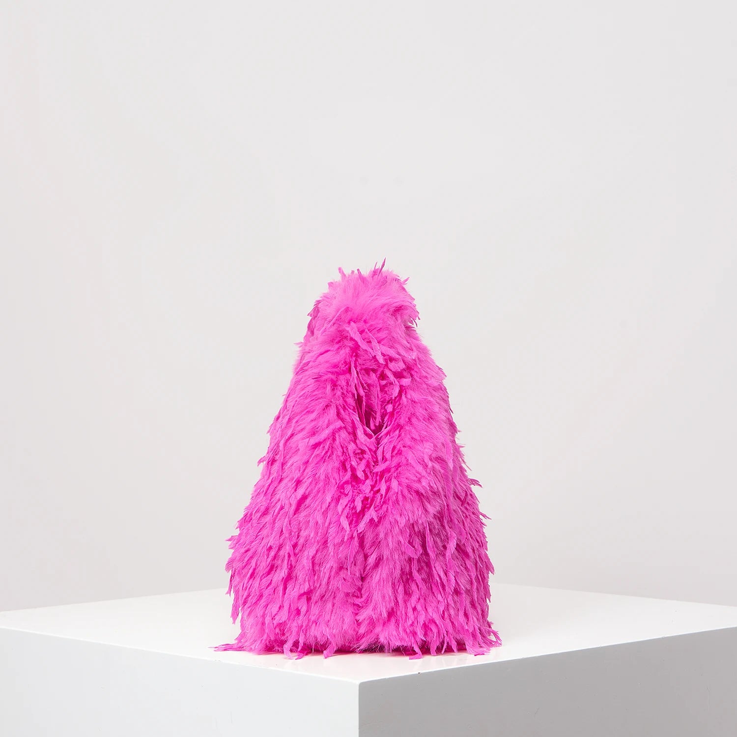 Oversized Faux Feather Clutch Bag