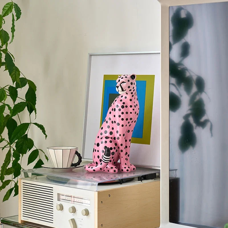 Pink Leopard Sculpture