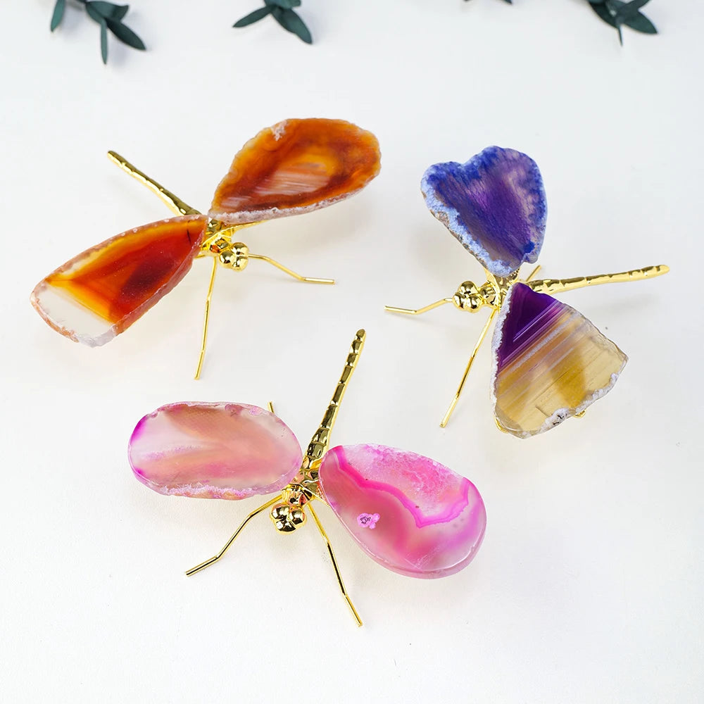 Agate Dragonfly Crystal - Floral Fawna