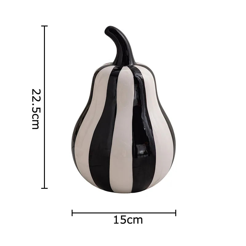 Black and White Striped Fruit Sculpture