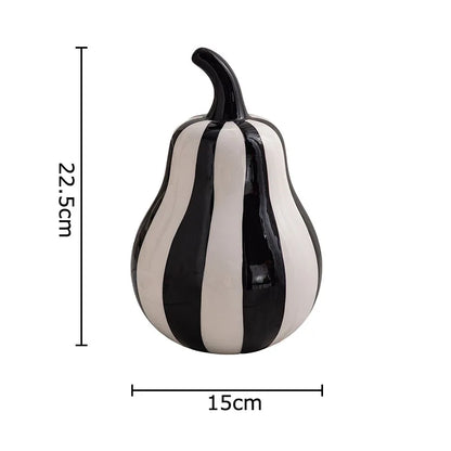 Black and White Striped Fruit Sculpture