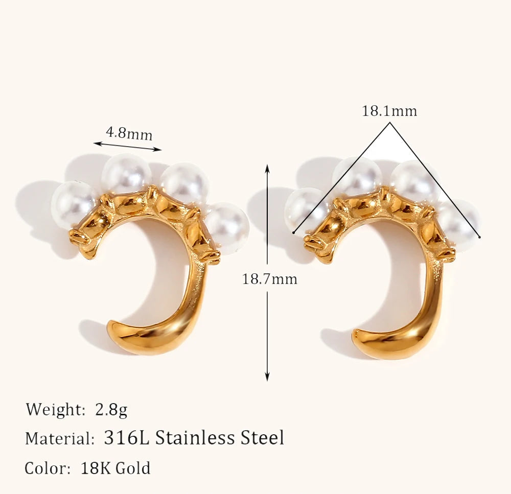 18K Gold Plated Pearl Ear Clips