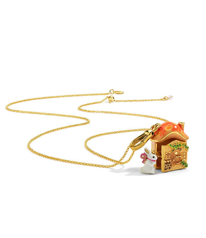 Rabbit &amp; Mushroom House Necklace