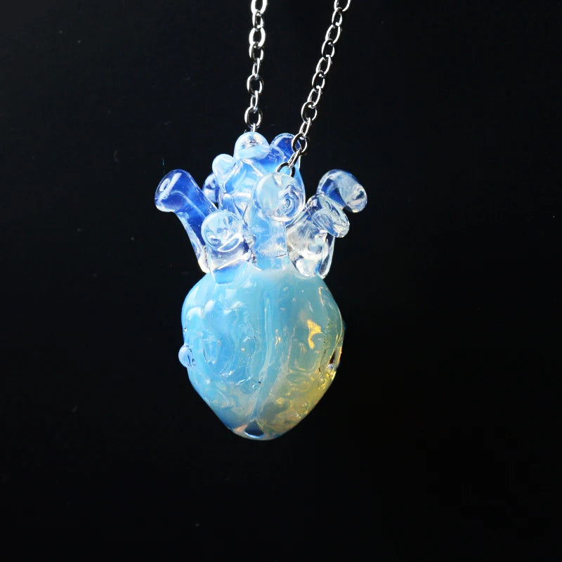 Glass Anatomical Heart Necklace