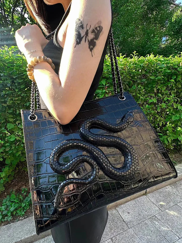 3D Faux Croc Skin Snake Bag