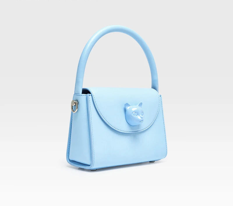 Leather Cat Face Handbag