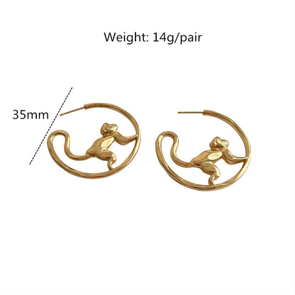 Gold Monkey Hoop Earrings - Floral Fawna
