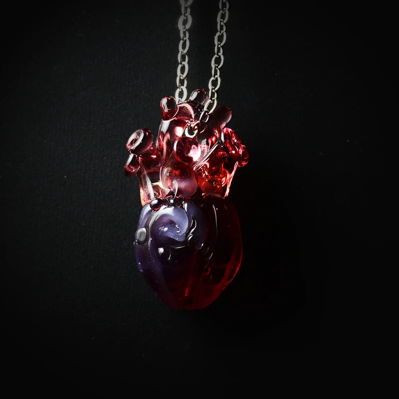 Glass Anatomical Heart Necklace