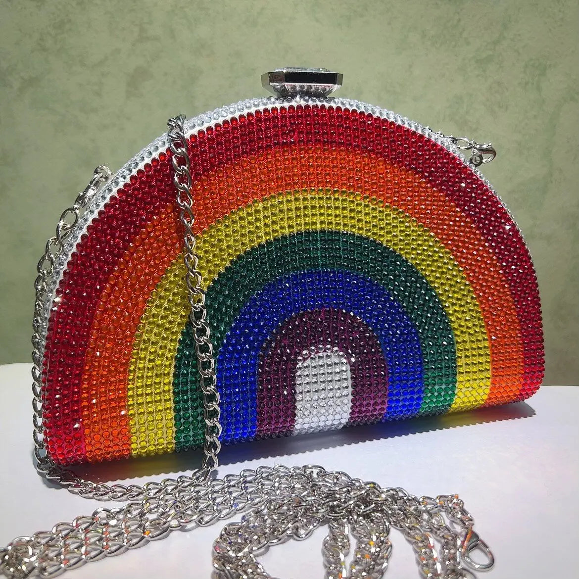 Rainbow Sequin Clutch Bag