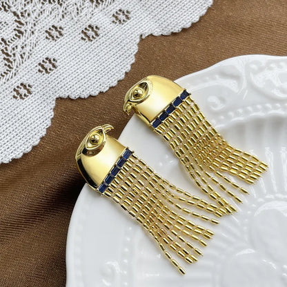 14K Gold Plated Eagle Tassel Earrings - Floral Fawna