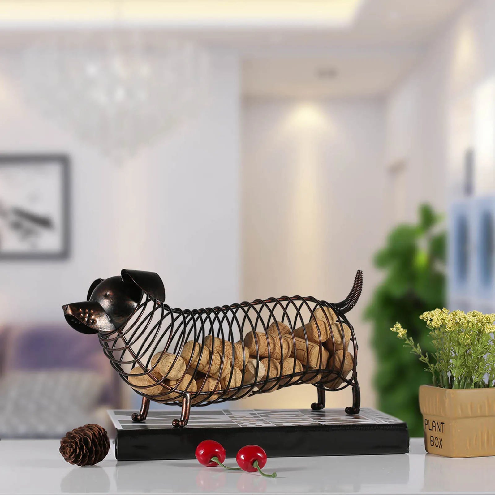 Dachshund Wine Cork Container - Floral Fawna