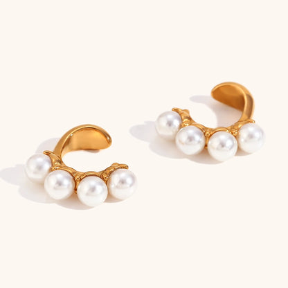 18K Gold Plated Pearl Ear Clips