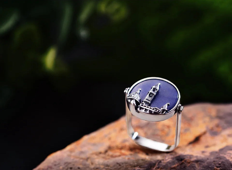 Sterling Silver Aventurine Cathedral Ring