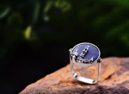 Sterling Silver Aventurine Cathedral Ring