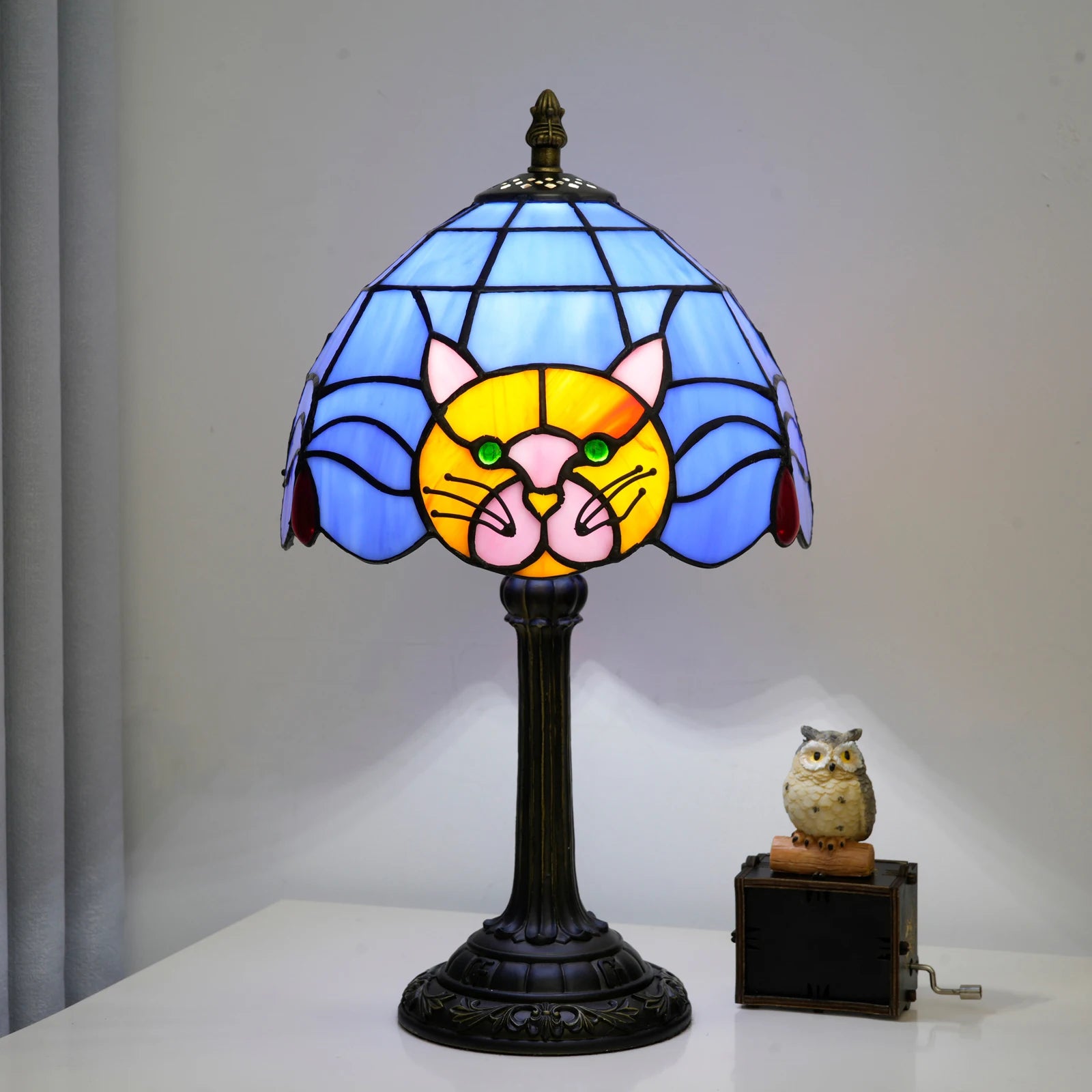 Cat Stained Glass Lamp