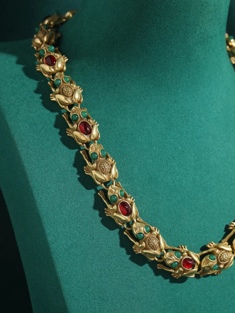 18K Gold Frog Plated Necklace