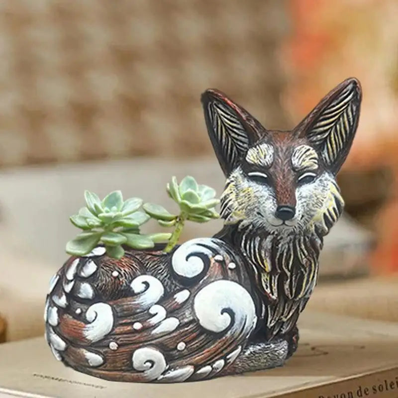 Fox Resin Planter