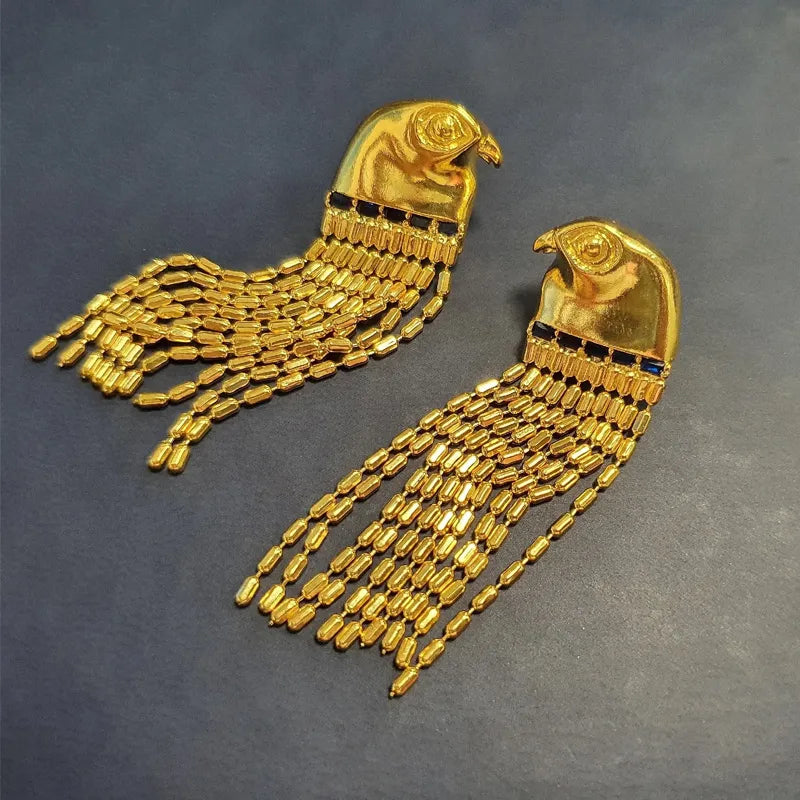 14K Gold Plated Eagle Tassel Earrings - Floral Fawna