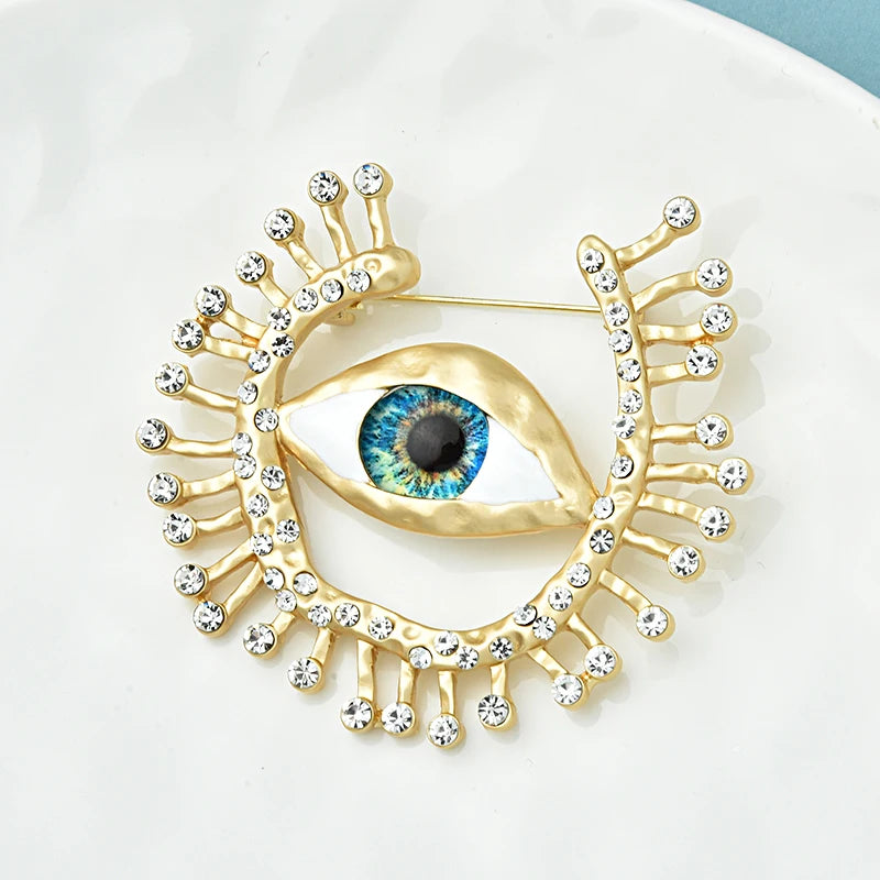 Rhinestone Eye Brooch