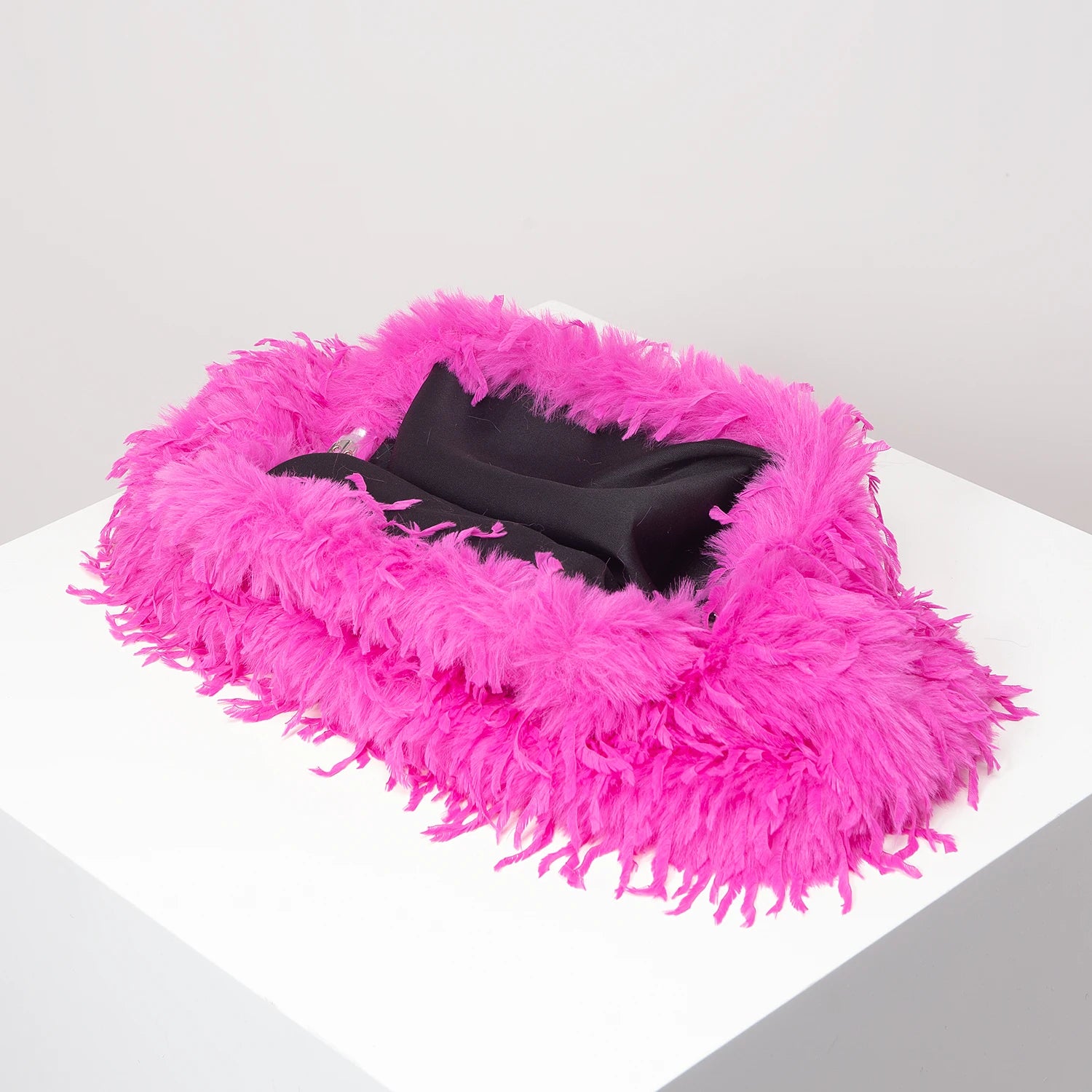 Oversized Faux Feather Clutch Bag