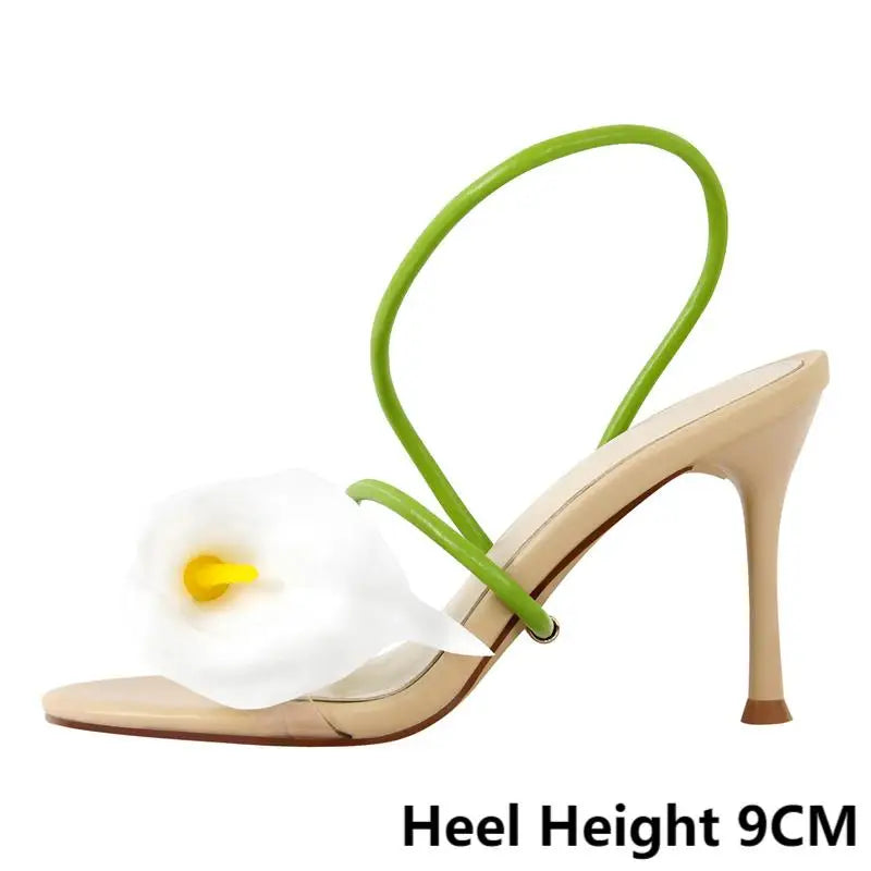 Open Toe Flower Petal Heels