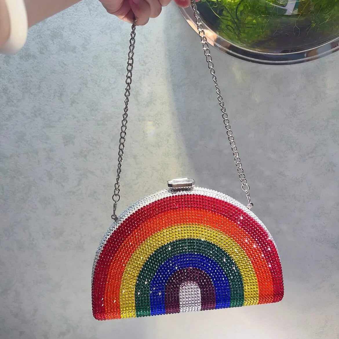 Rainbow Sequin Clutch Bag