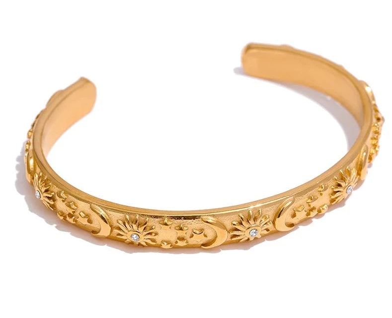 Gold Celestial Cuff Bracelet - Floral Fawna