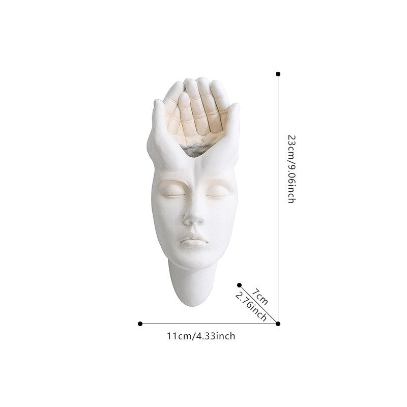 Minimalist Face Wall Vase - Floral Fawna