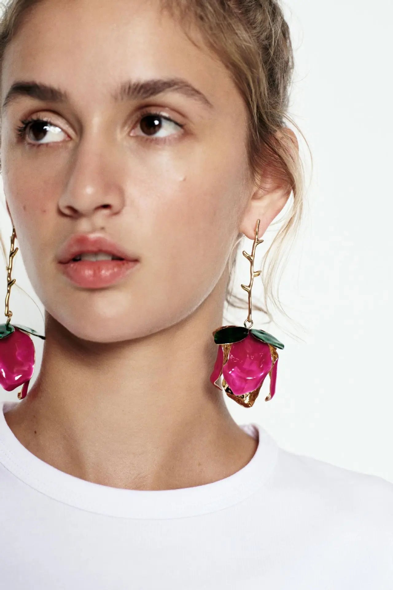 Rose Petal Dangle Earrings