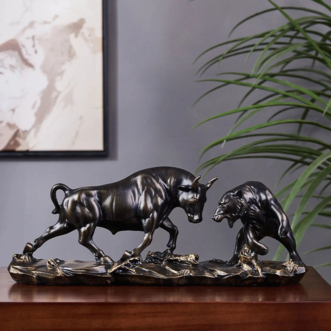 Bear and Bull Sculpture - Floral Fawna