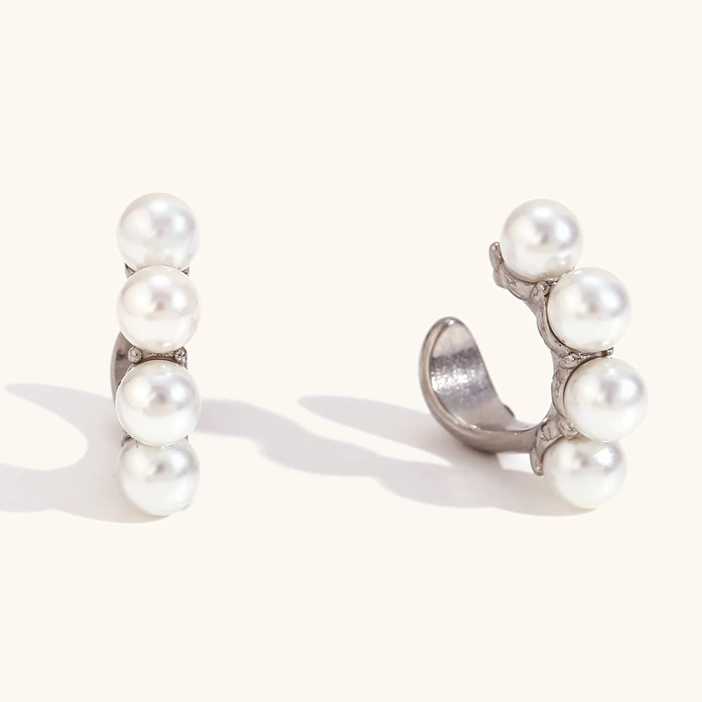 18K Gold Plated Pearl Ear Clips