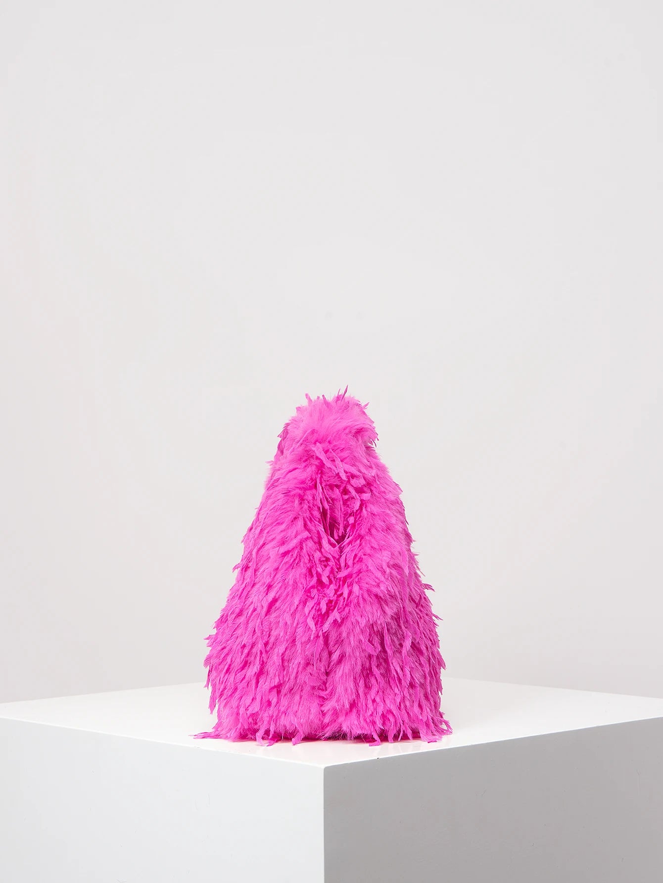 Oversized Faux Feather Clutch Bag