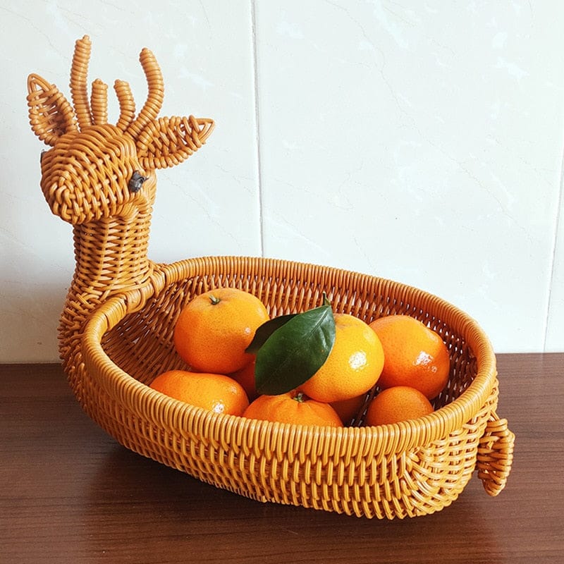 Rattan Animal Fruit Basket - Floral Fawna