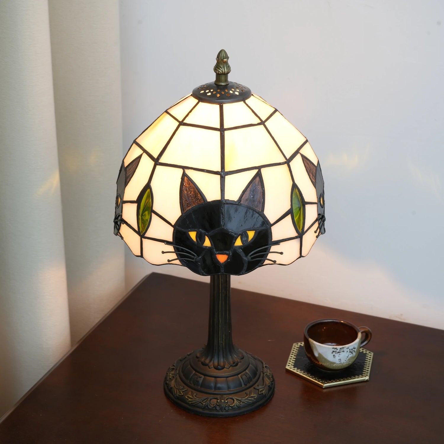 Cat Stained Glass Lamp