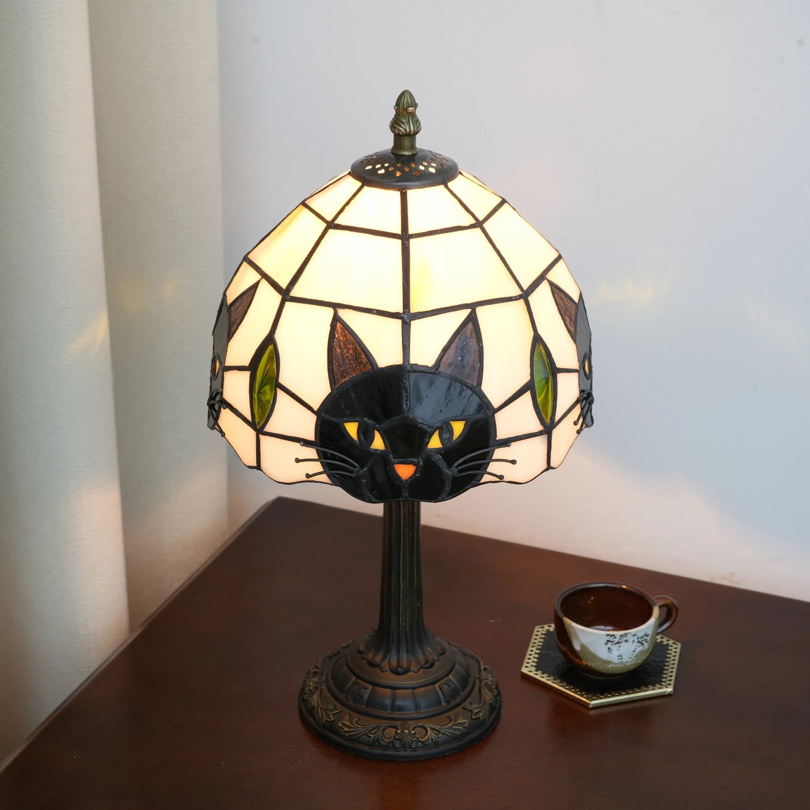 Cat Stained Glass Lamp