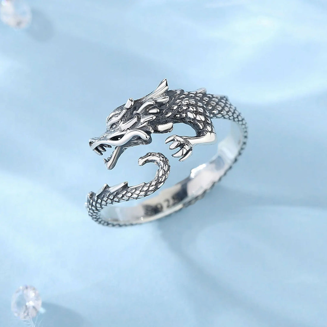 Sterling Silver Dragon Ring - Floral Fawna