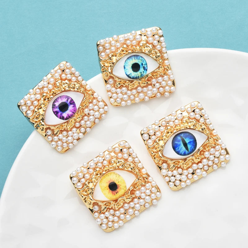 Pearl and Eye Square Brooch