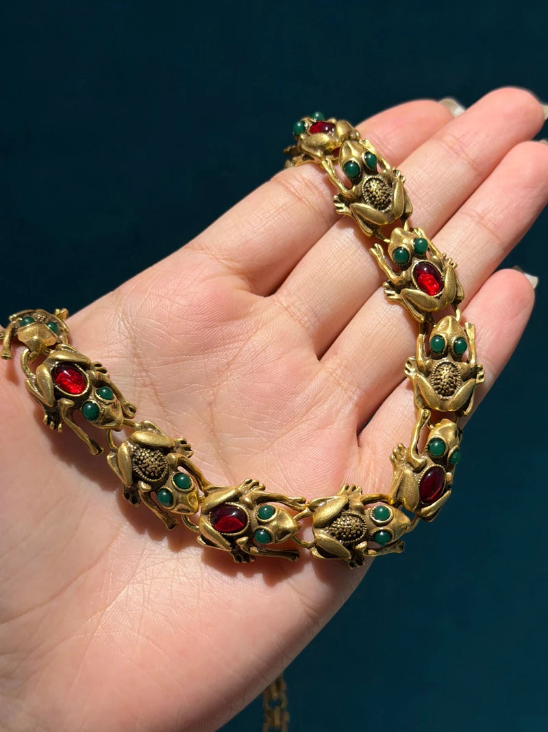 18K Gold Frog Plated Necklace