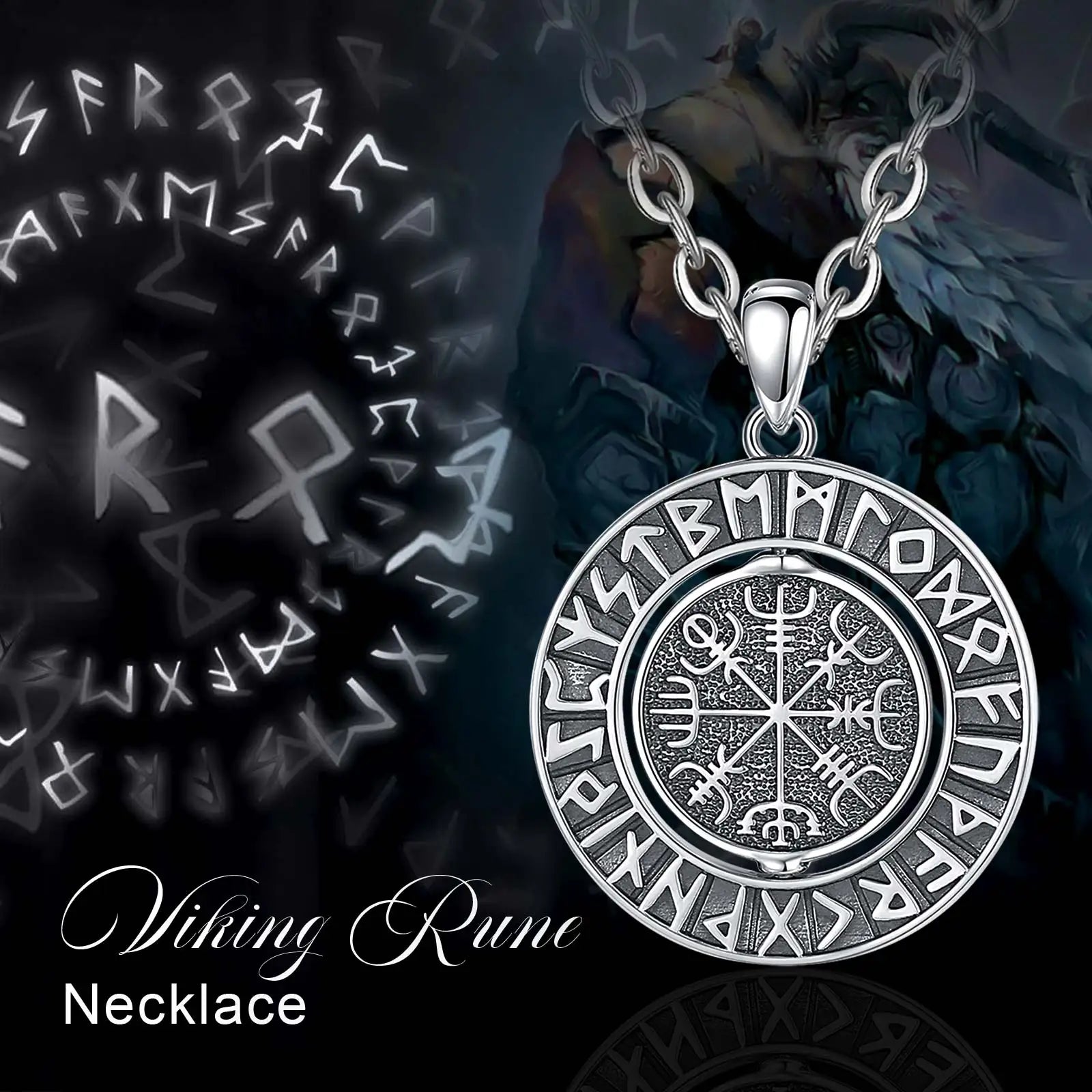 Sterling Silver Viking Runes Necklace - Floral Fawna