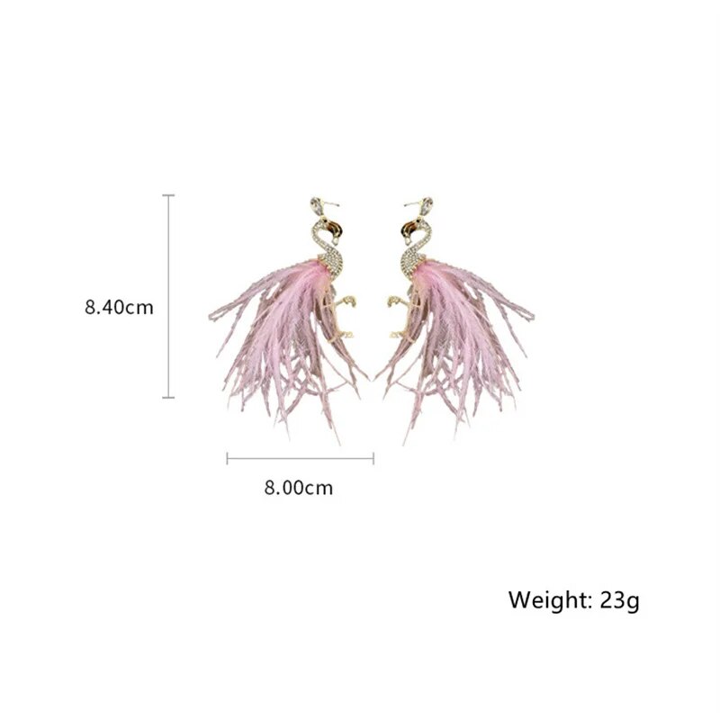 Statement Feather Flamingo Earrings - Floral Fawna