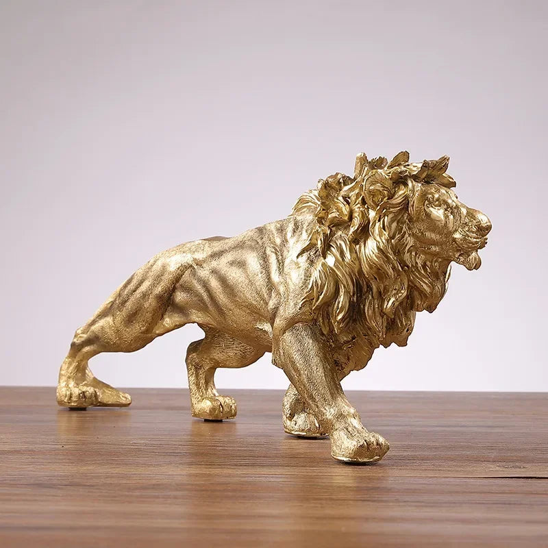 Gold Resin Lion Ornament - Floral Fawna