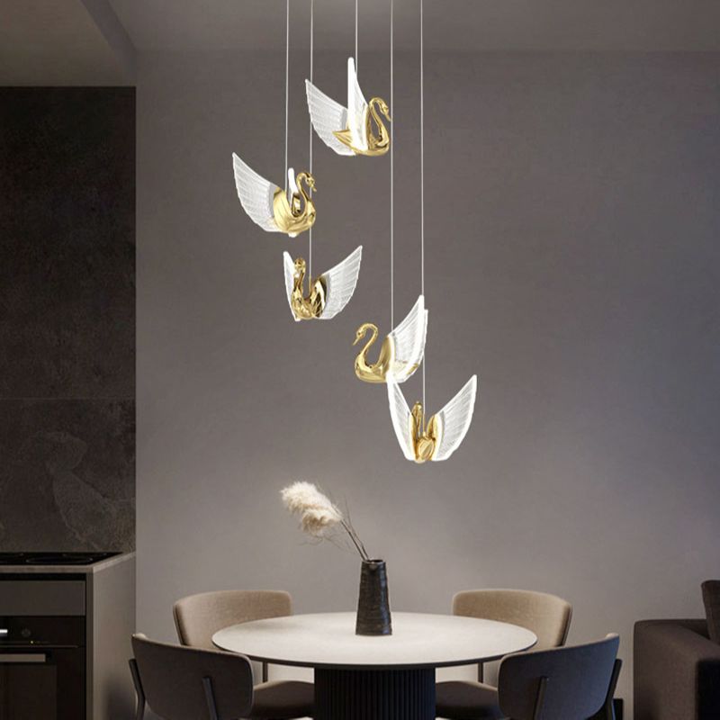 Swan Pendant Light - Floral Fawna