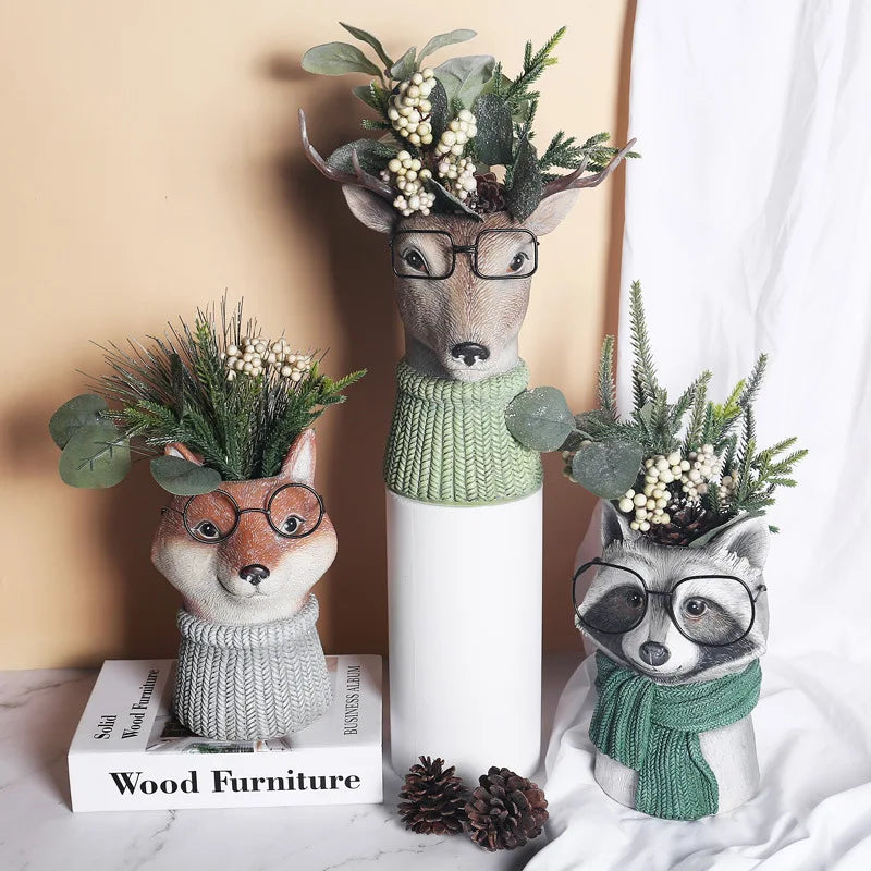 Animal Wearing Glasses Plant Pot