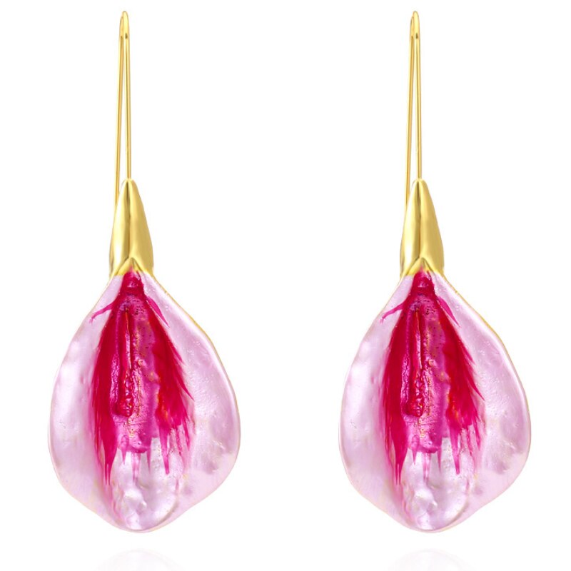 Pink Petal Dangle Earrings - Floral Fawna