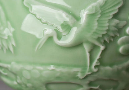 Ceramic Patterned Green Vase