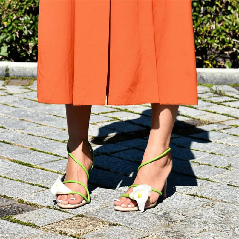 Open Toe Flower Petal Heels