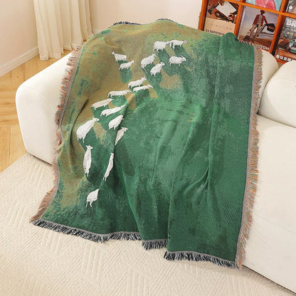 Farmyard Sheep Tassel Throw