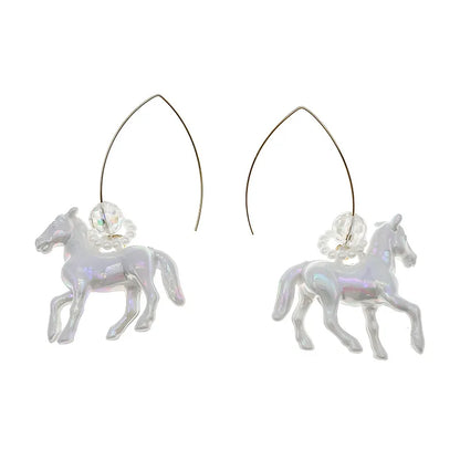 Holographic Horse Earrings - Floral Fawna
